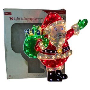 Vintage NOMA Holographic Waving Santa Indoor/Outdoor Lighted Decoration 70 Light